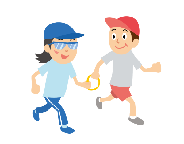 ブラインドマラソンをする人のイラスト